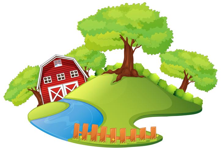 Scene with barn in the farm vector
