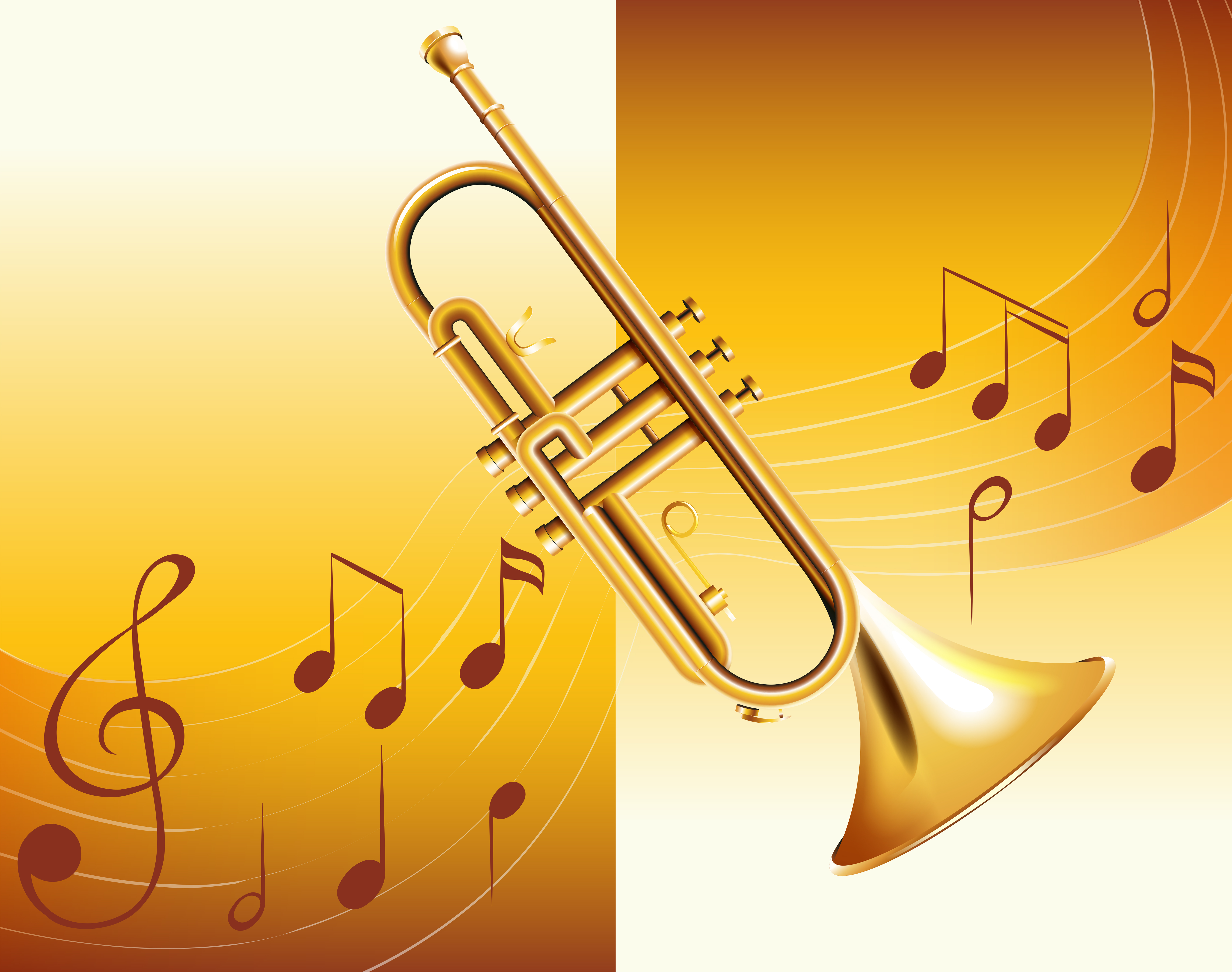 Trumpet and music notes in background 445730 Vector Art at Vecteezy