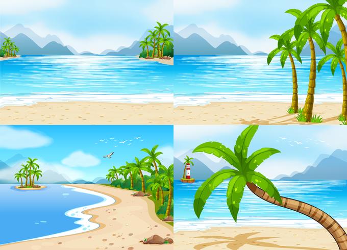 Escenas con playa y mar. vector