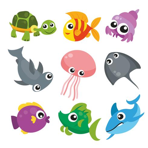 ocean animals collection design vector