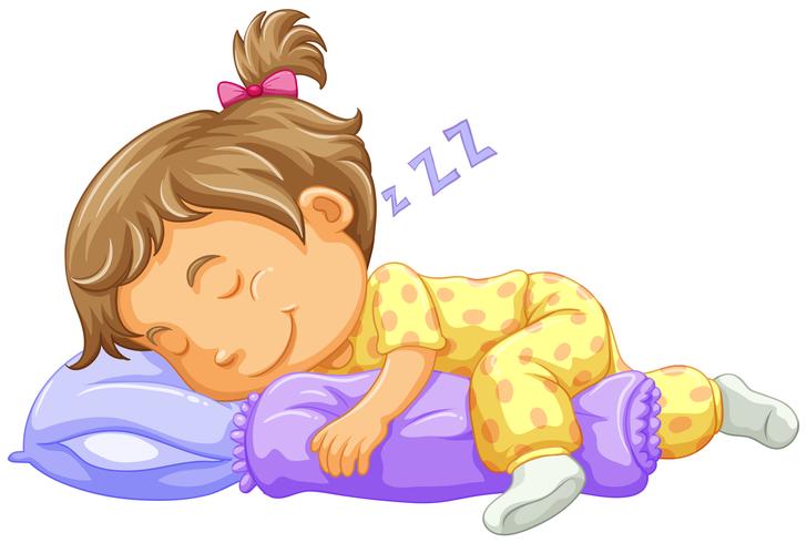 Niña pequeña durmiendo en almohada azul vector