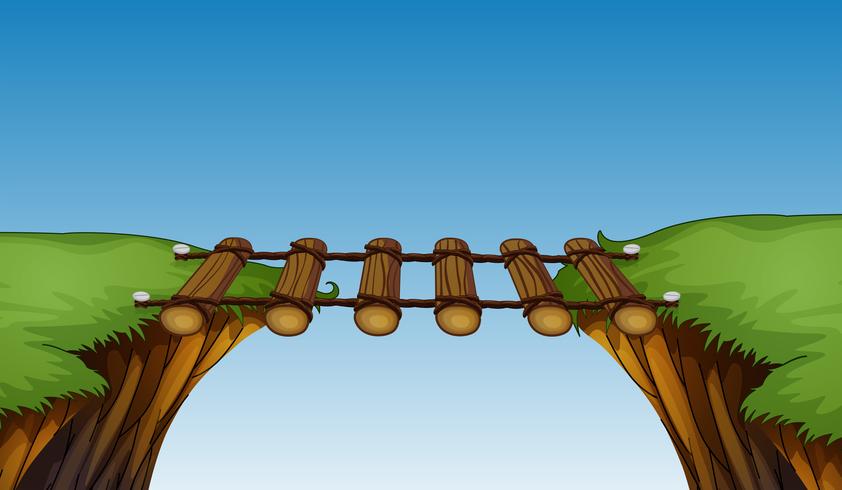 Wooden bridge between cliffs vector