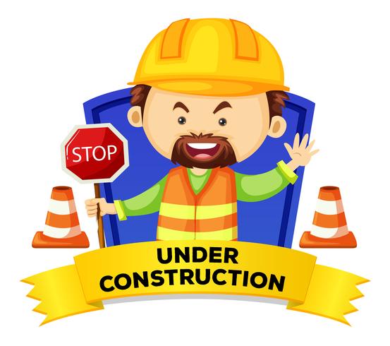 Occupation wordcard with word under construction vector