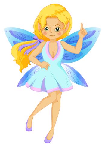 Cute fairy with blue wings vector