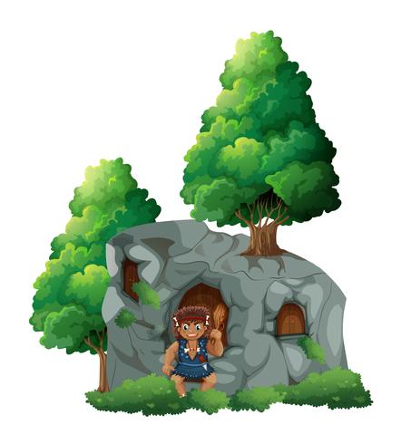 Caveman and a cave vector