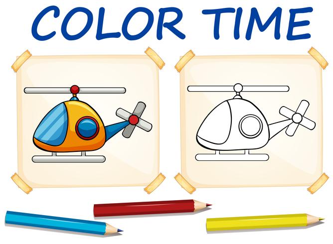 Coloring template with helicopter vector