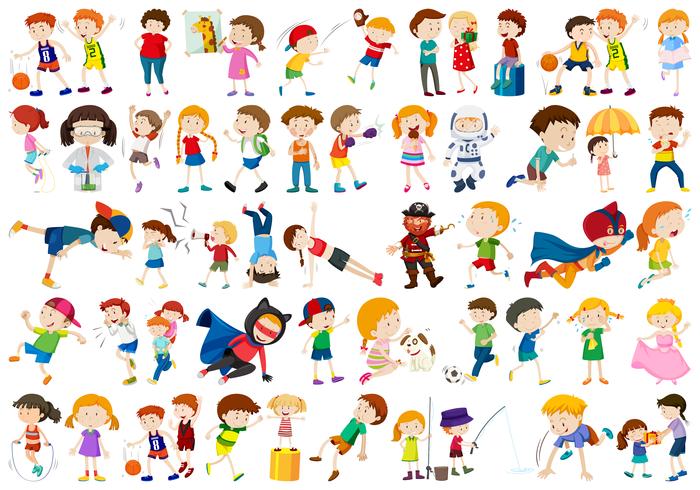 Gran conjunto de niños vector