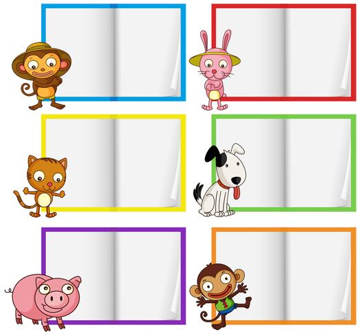 A Set of Animals and Blank Note vector