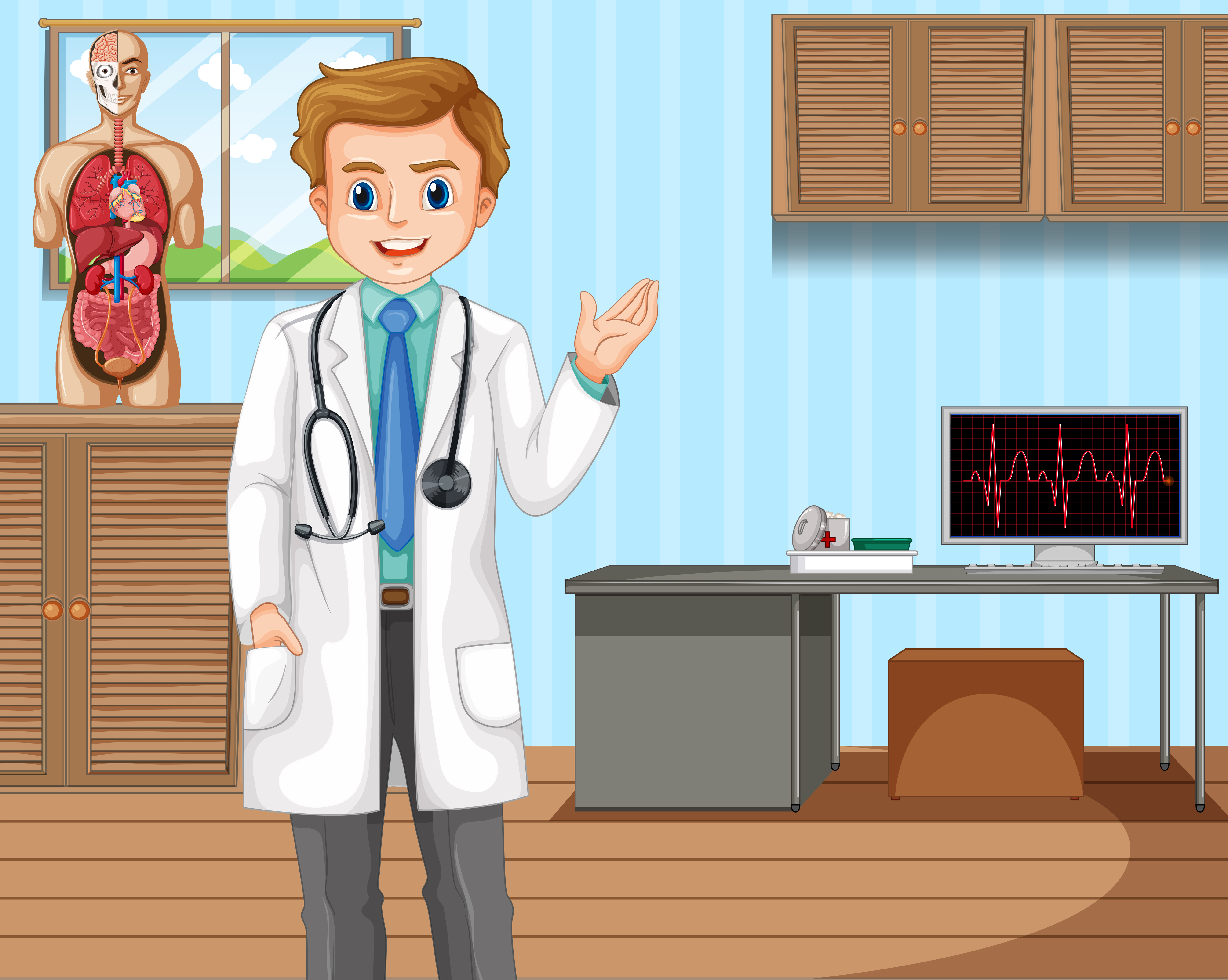 Doctor with Human Anatomy at Hospital 445815 Download Free Vectors Clipart Graphics & Vector Art