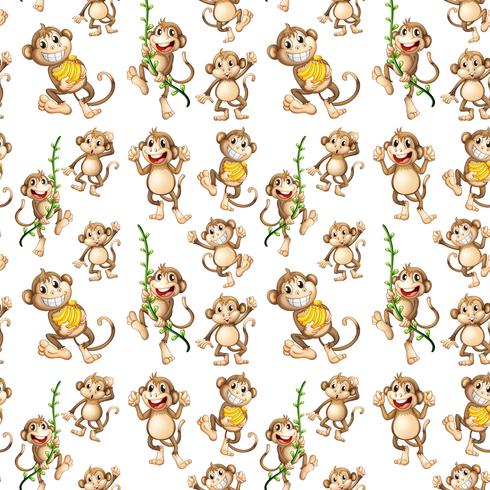 Happy monkey seamless pattern vector