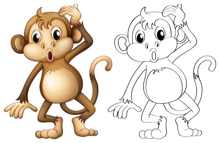 Doodles drafting animal for monkey vector