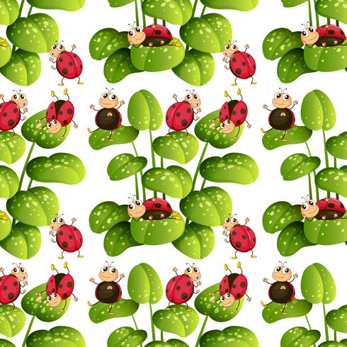Seamless background design with ladybugs vector