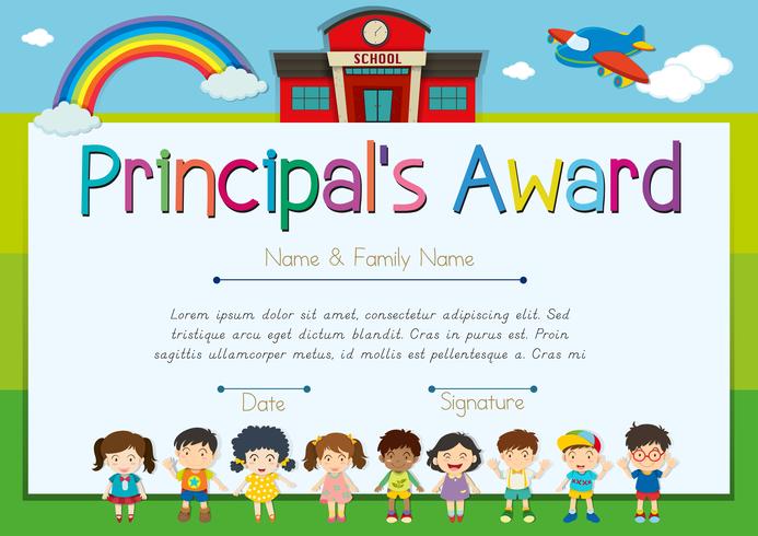 Certificate template for principal's award vector