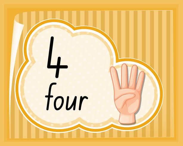 Number four hand gesture vector