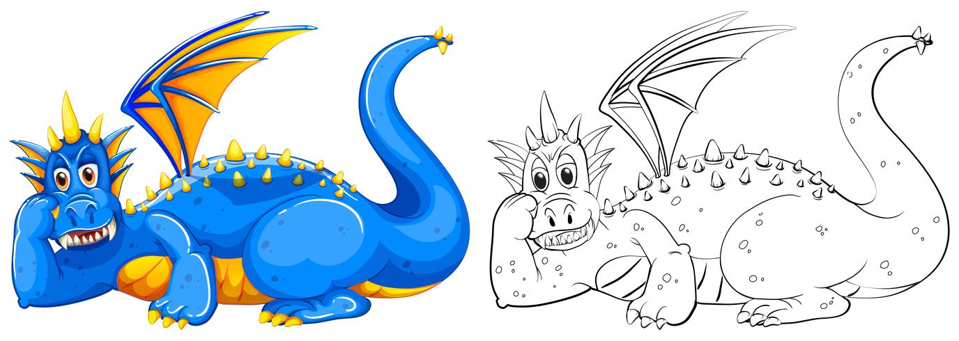 Doodle animal para dragon salvaje vector