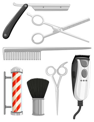 Different types of barber equipments vector