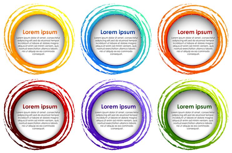 Round border template in six colors vector