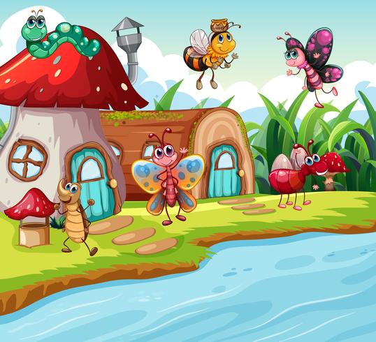 Insect in the magic land vector