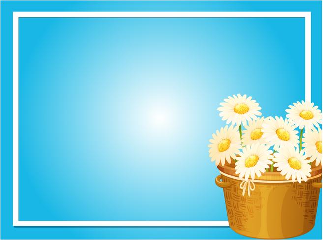 Border template with white flowers in basket vector