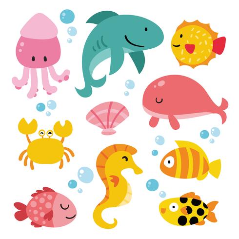 ocean animals collection design vector