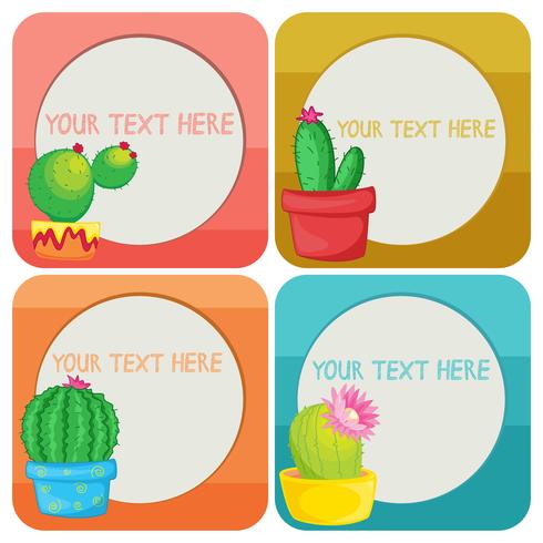 Border template with cactus plants vector