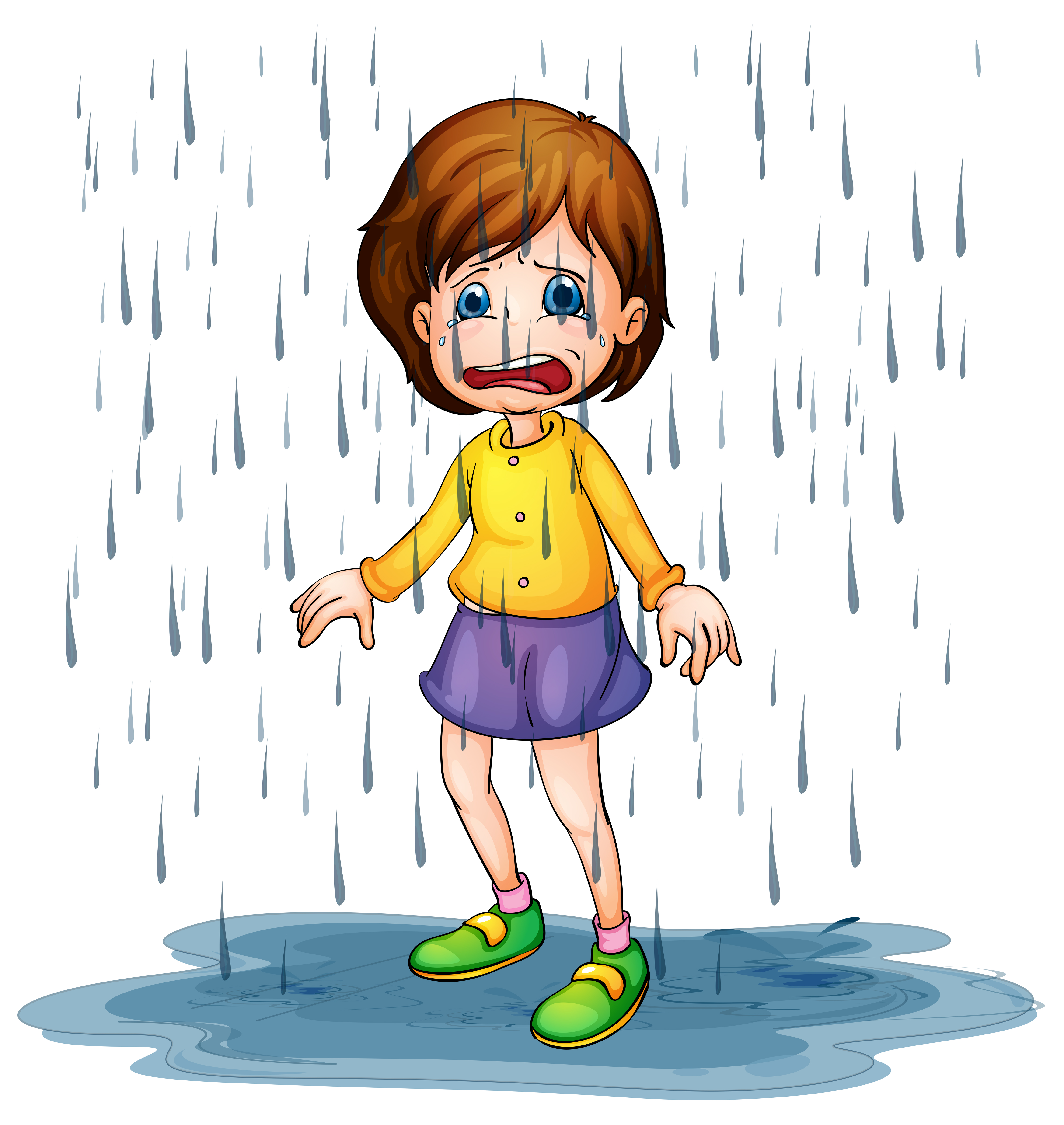 Sad girl standing in the rain 445956 Vector Art at Vecteezy