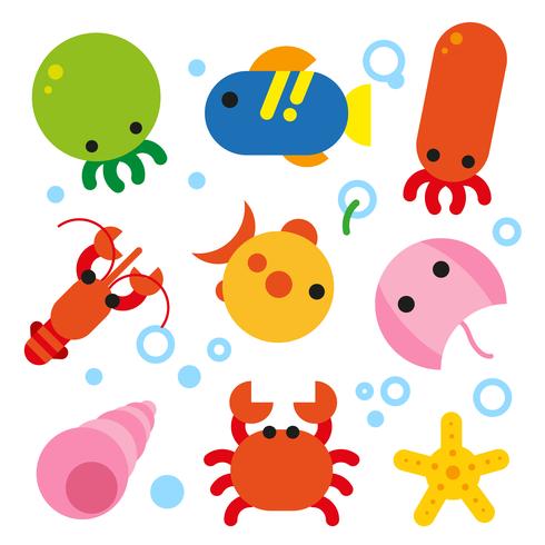 ocean animals collection design vector