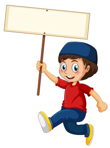 A muslim boy holding the banner vector