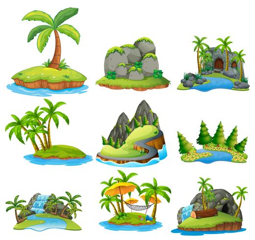 Beautiful Nature Island on White Background vector