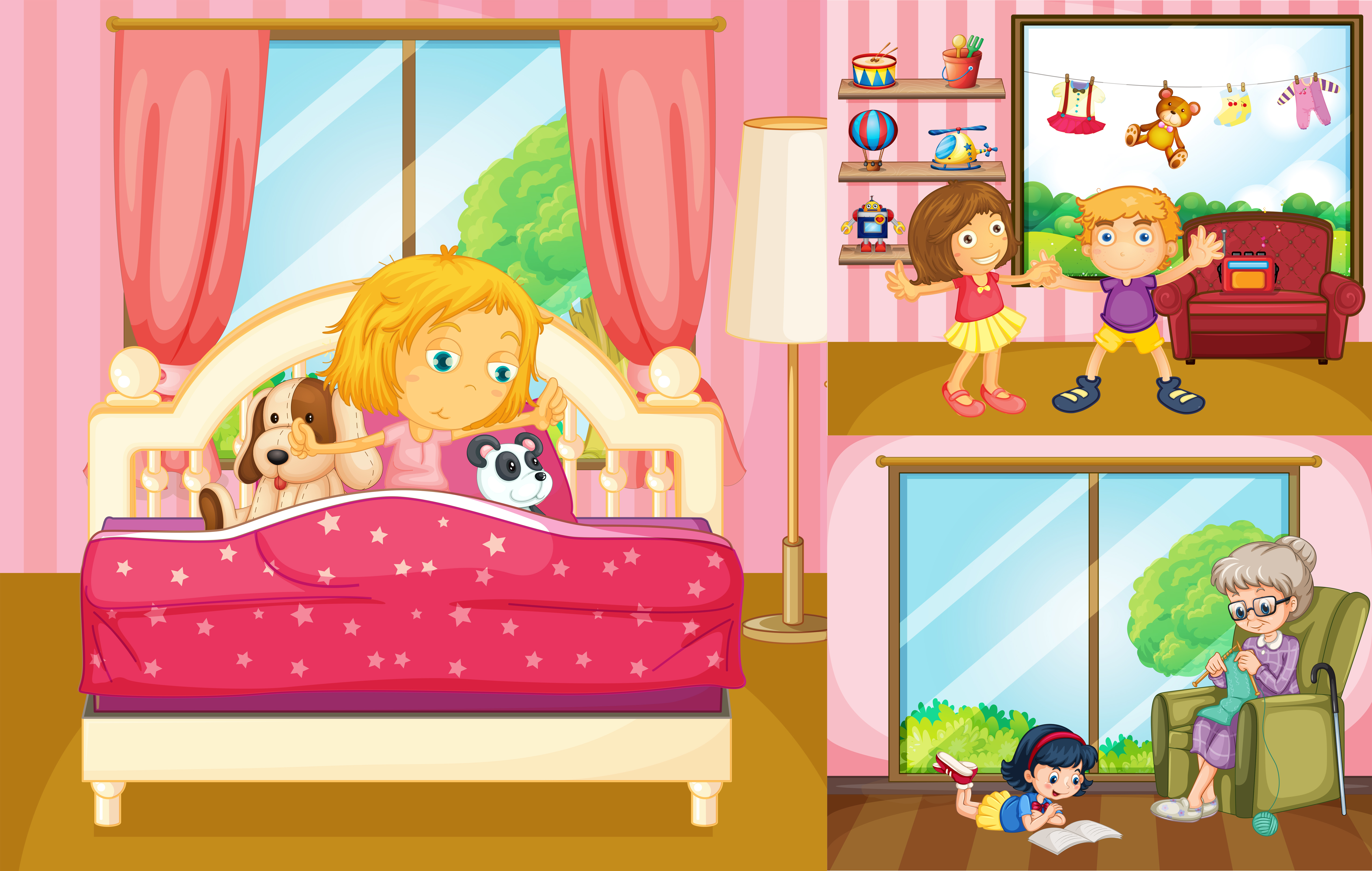 kids doing different activities at home 445982 download free vectors