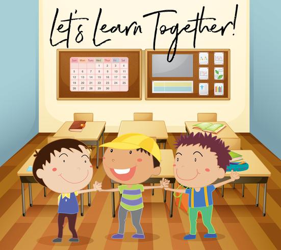 Happy children learn in classroom vector