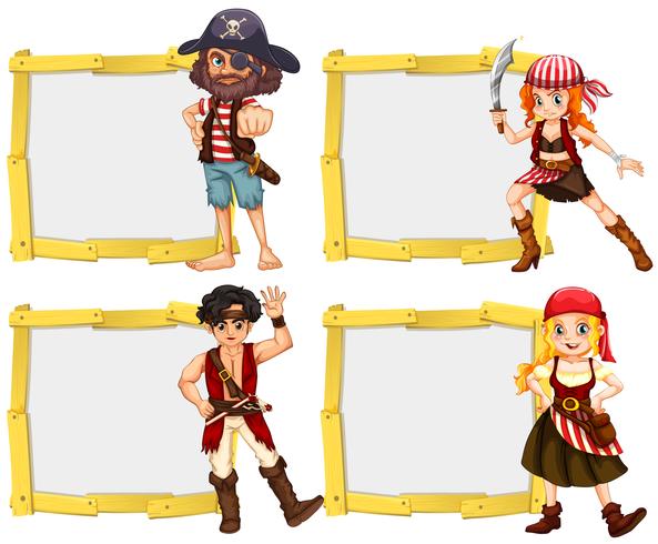 Border template with pirate crew vector