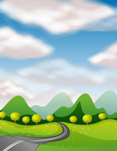 Scene with empty road to countryside vector
