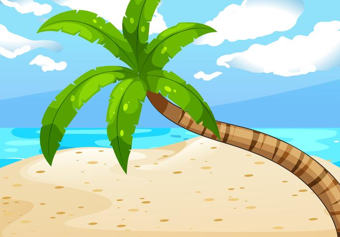 Ocean scene with tree on beach vector