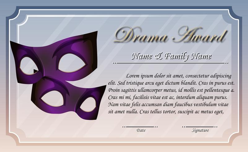 Certificate template for drama award vector