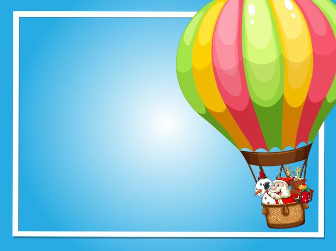 Border template with Santa flying in balloon vector