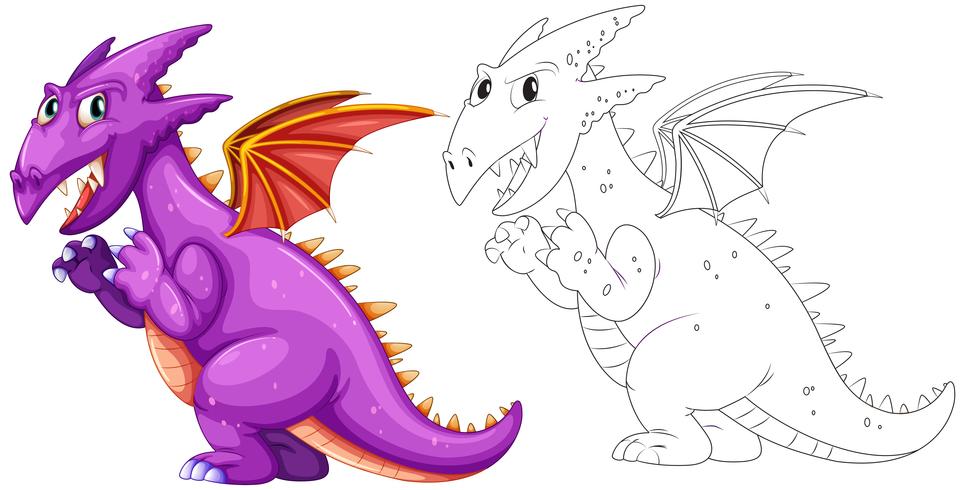 Animal outline for dragon with wings vector