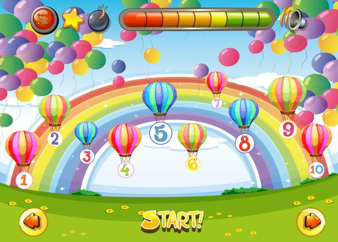 Game template with balloons and numbers vector