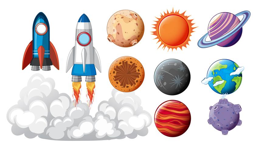 Set of space objects concept vector