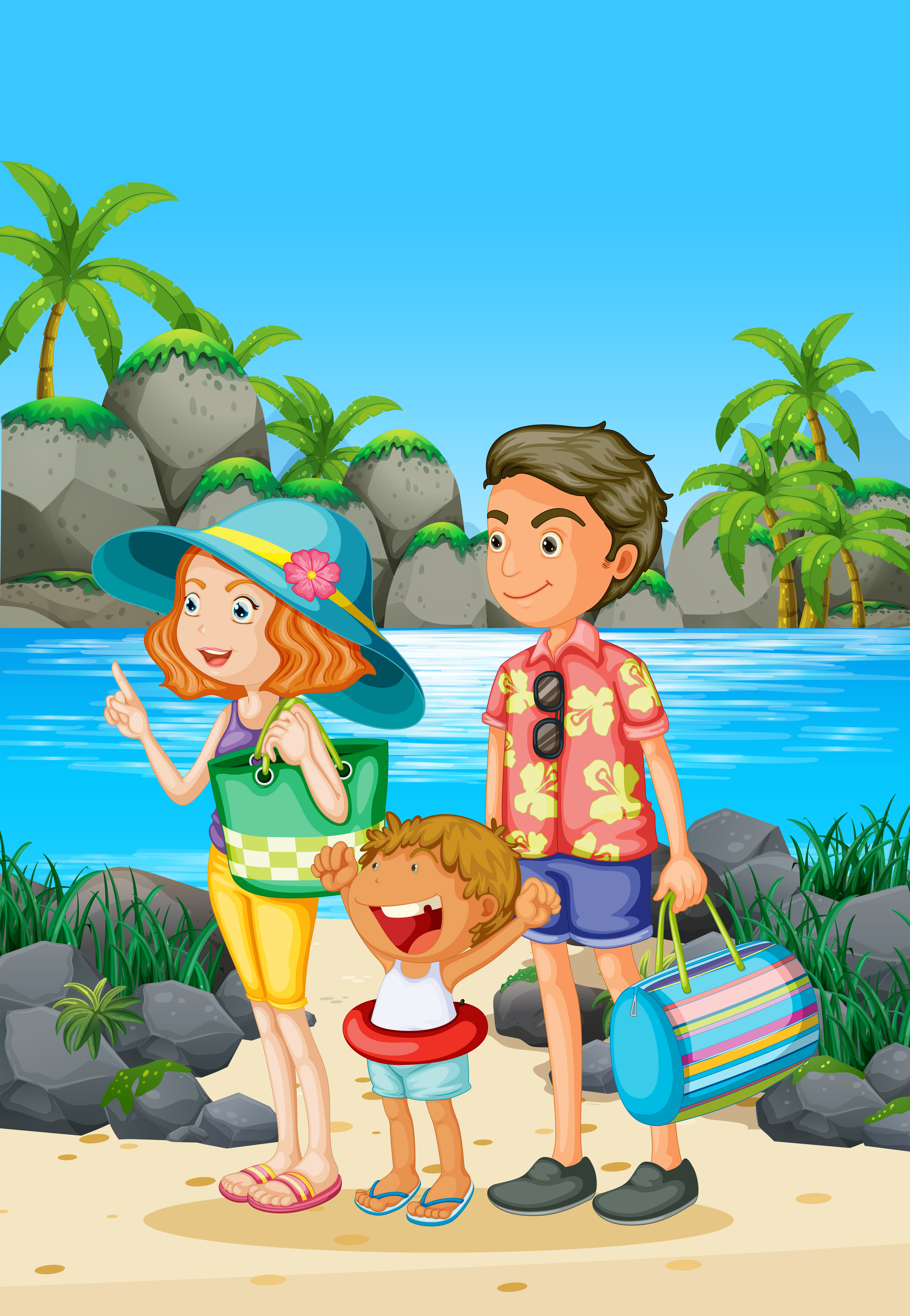 Download Family trip with parents and kid on the beach - Download ...