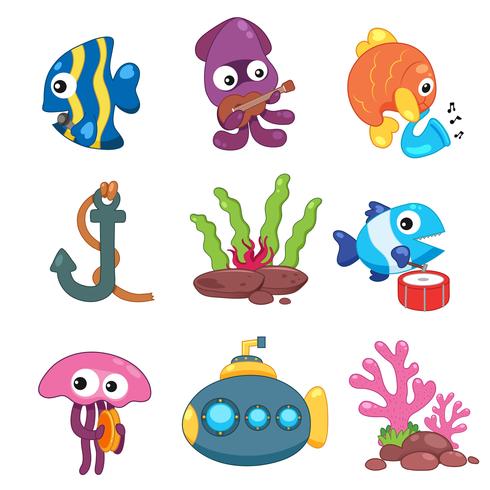 ocean animals collection design vector