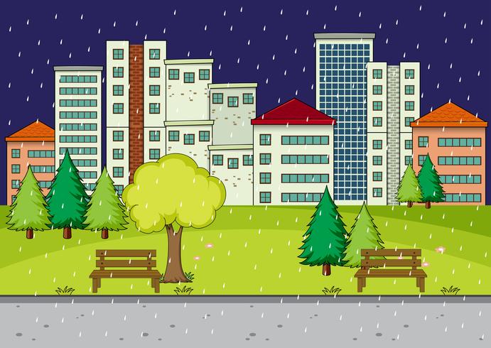 Raining in the park vector