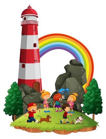 Children playing in the park vector