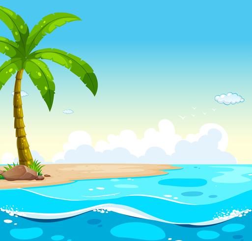 Ocean scene with tree on the beach 446091 Vector Art at Vecteezy