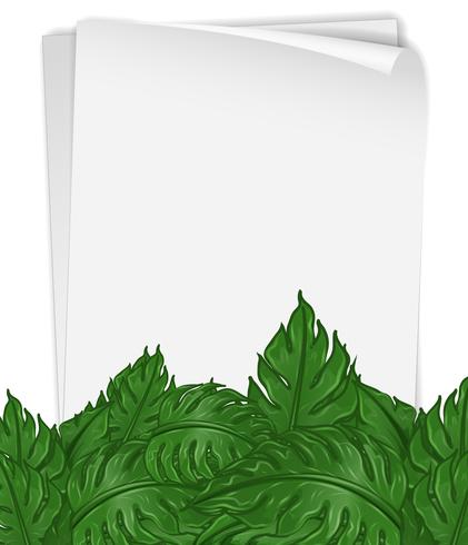 Paper template with green leaves vector