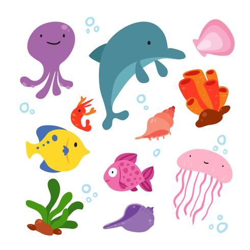 ocean animals collection design vector