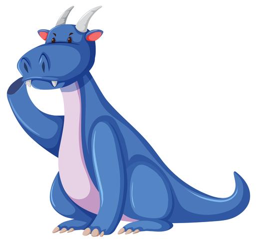 Un dragón azul sobre fondo blanco vector