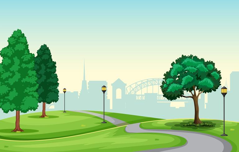 A beautiful urban park scene vector