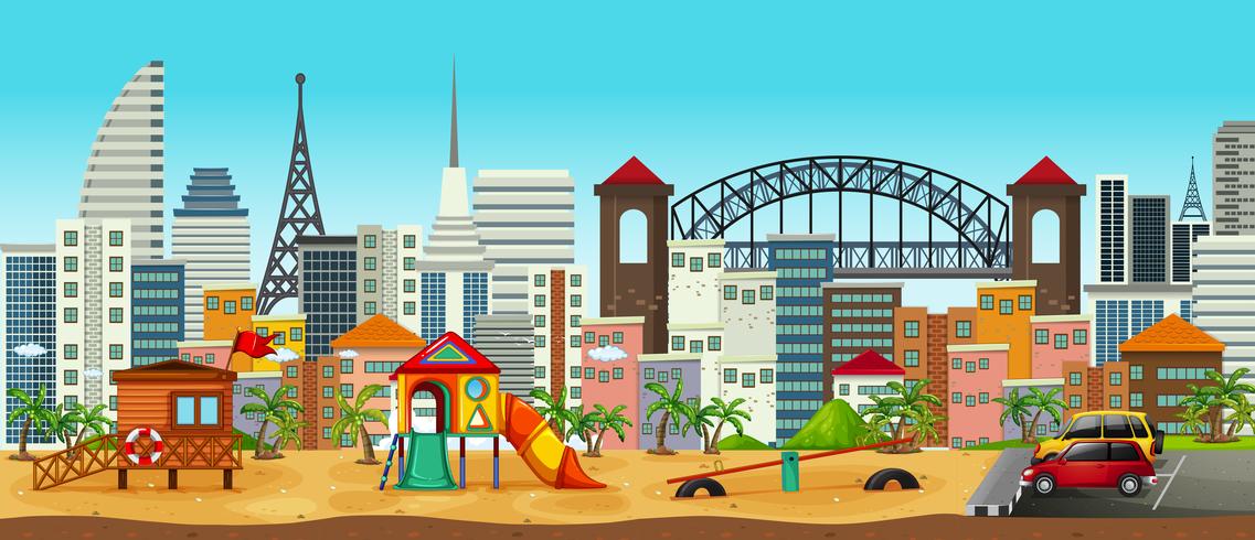 Panorama of Playground in Urban Area vector