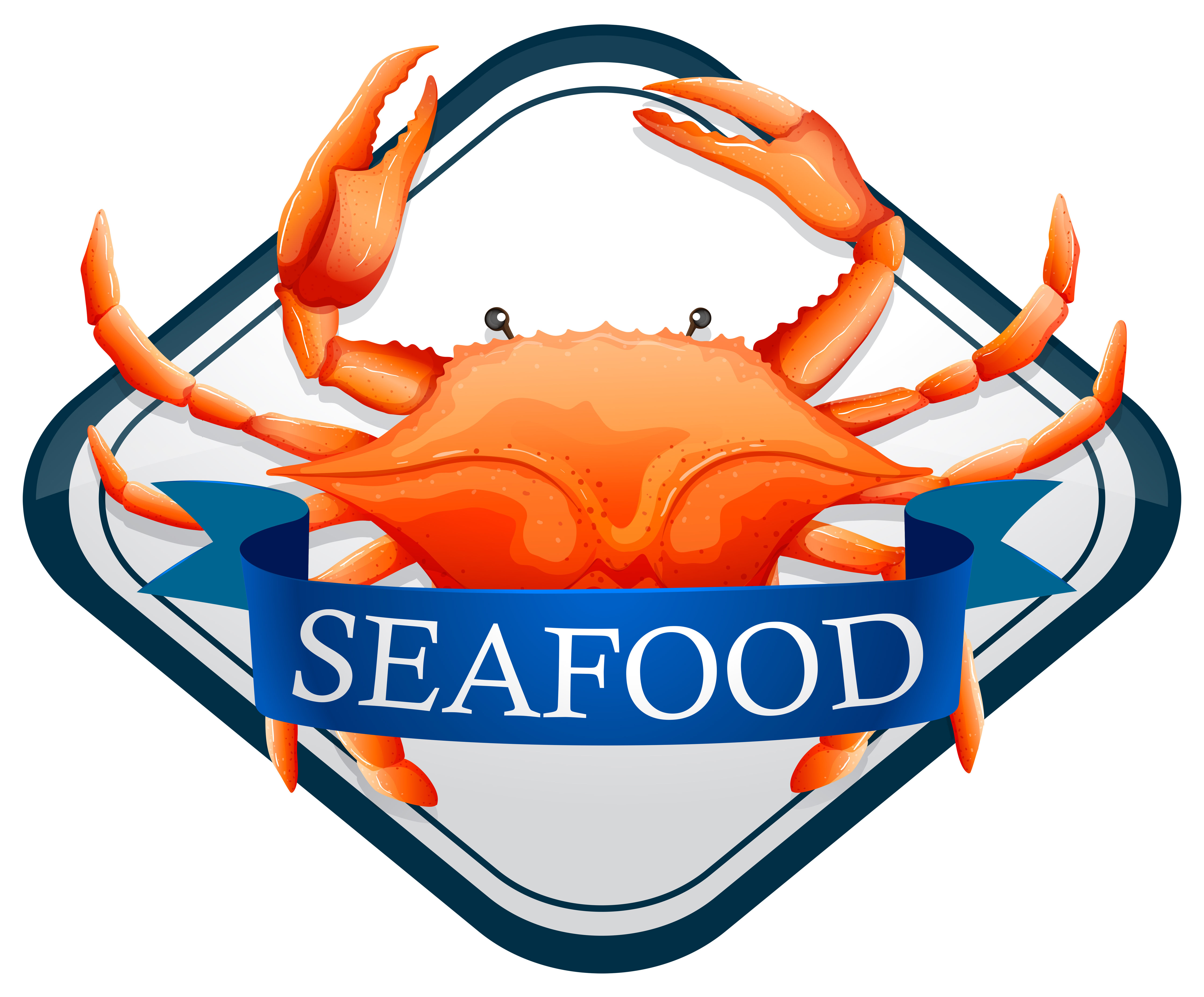 Fresh crab with blue seafood sign 446153 Vector Art at Vecteezy